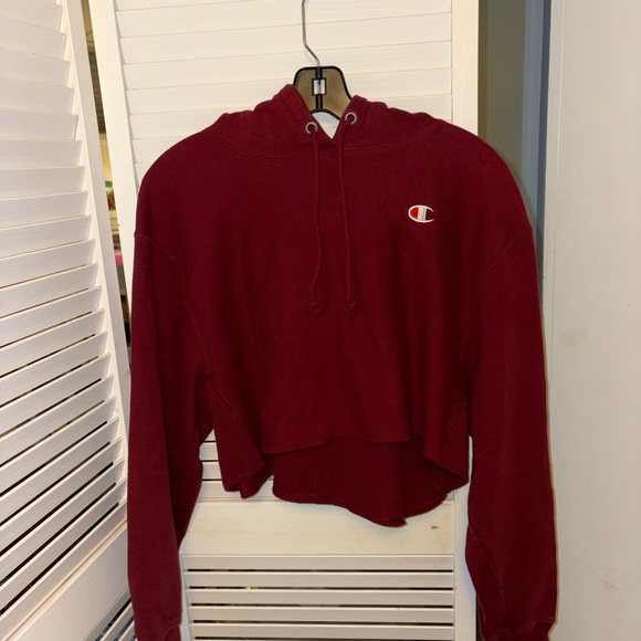 Champion Tops - Champion Women's Maroon Cropped Hoodie